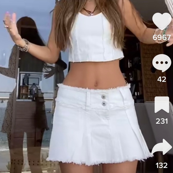 IVORY DENIM SKIRT - Picture 4 of 5